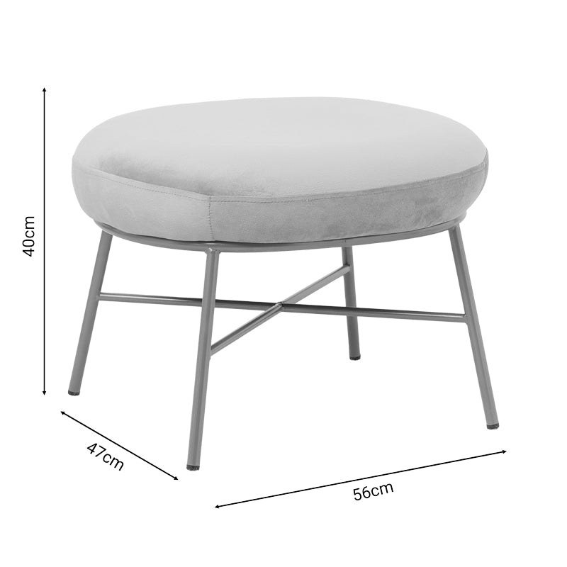 Stool Susanna pakoworld velvet beige-golden metal leg 56x47x40cm