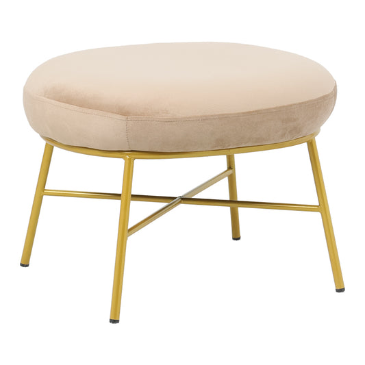 Stool Susanna pakoworld velvet beige-golden metal leg 56x47x40cm