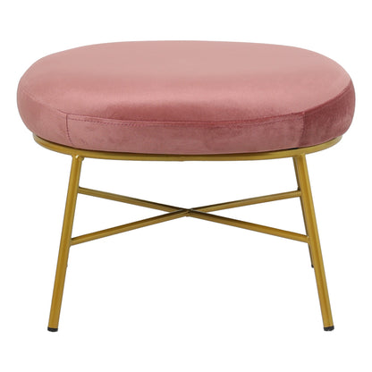 Stool Susanna pakoworld velvet rotten apple-golden metal leg 56x47x40cm