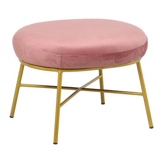 Stool Susanna pakoworld velvet rotten apple-golden metal leg 56x47x40cm