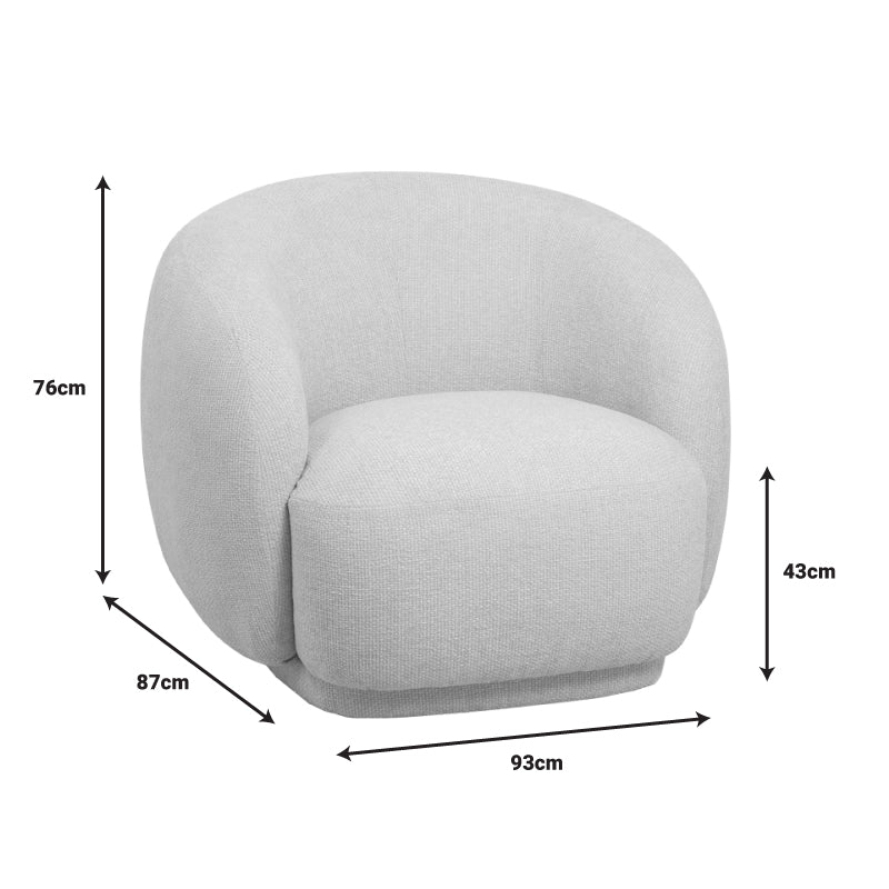 Armchair Freya light gray fabric 93x87x76cm