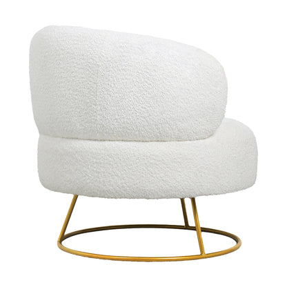 Armchair Connie pakoworld cream bouclé fabric-leg gold metal 87x81x81cm