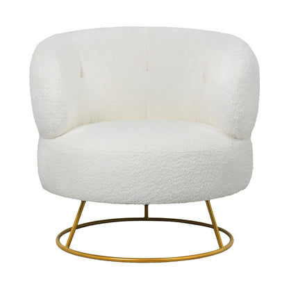 Armchair Connie pakoworld cream bouclé fabric-leg gold metal 87x81x81cm