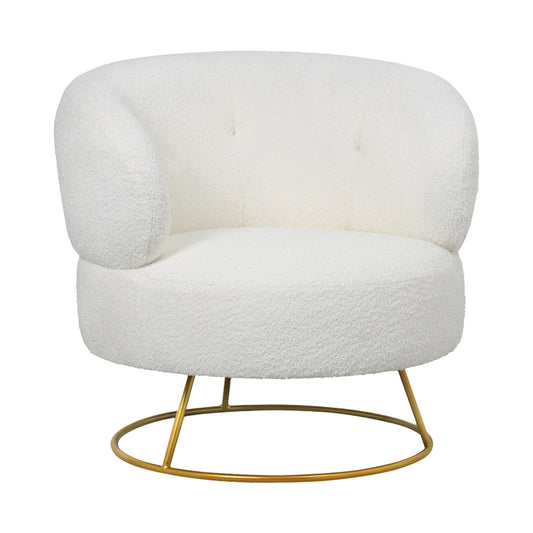 Armchair Connie pakoworld cream bouclé fabric-leg gold metal 87x81x81cm