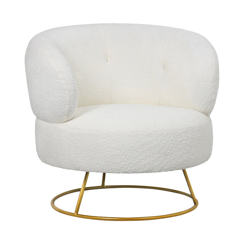 Armchair Connie pakoworld cream bouclé fabric-leg gold metal 87x81x81cm