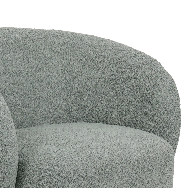 Kreslo swivel armchair boucle fabric in ligh green color 78x81x77cm