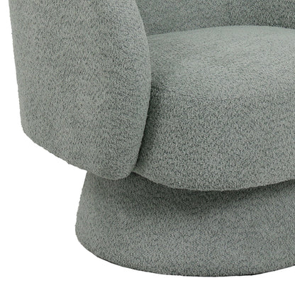 Kreslo swivel armchair boucle fabric in ligh green color 78x81x77cm