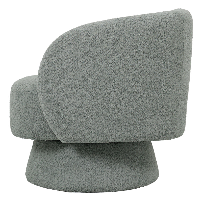Kreslo swivel armchair boucle fabric in ligh green color 78x81x77cm