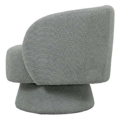 Kreslo swivel armchair boucle fabric in ligh green color 78x81x77cm