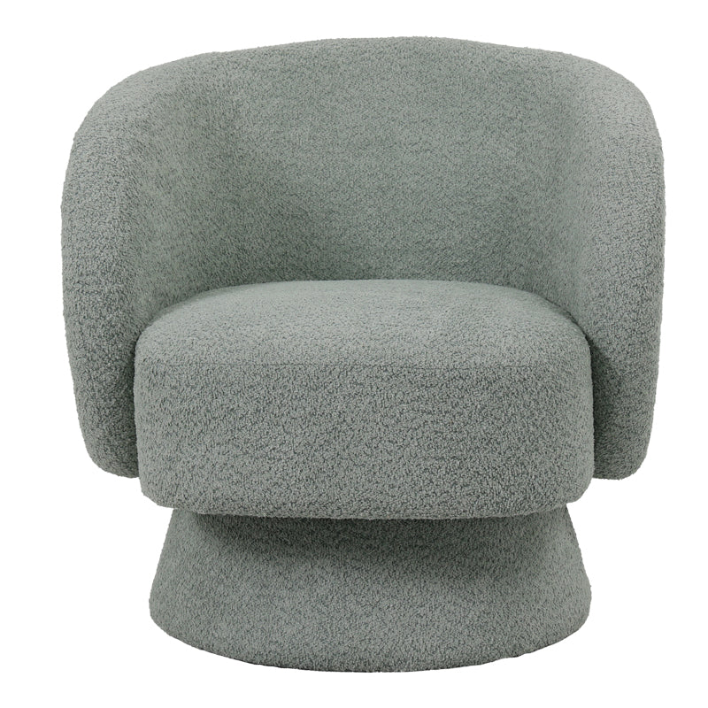 Kreslo swivel armchair boucle fabric in ligh green color 78x81x77cm