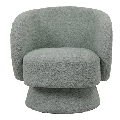 Kreslo swivel armchair boucle fabric in ligh green color 78x81x77cm