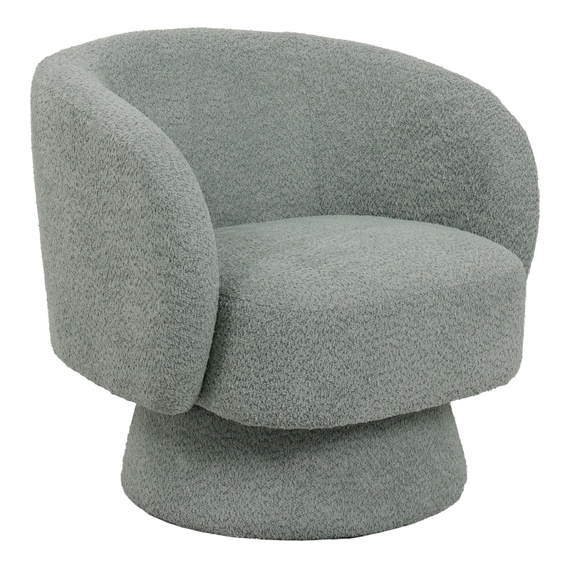 Kreslo swivel armchair boucle fabric in ligh green color 78x81x77cm