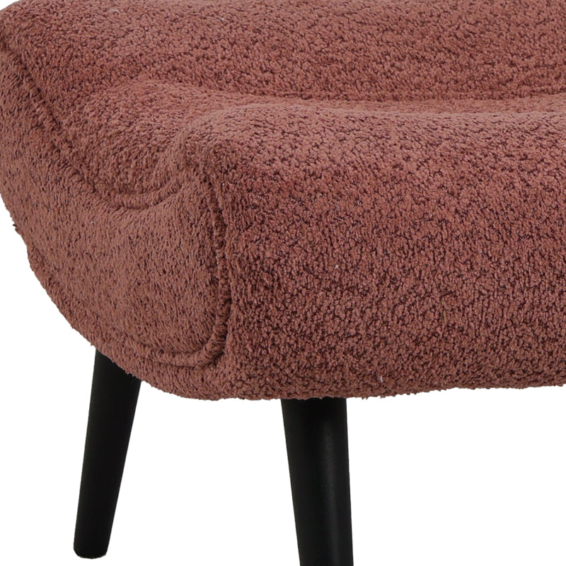Silla stool - footstool boucle fabric in dusty pink color 68x58x40cm