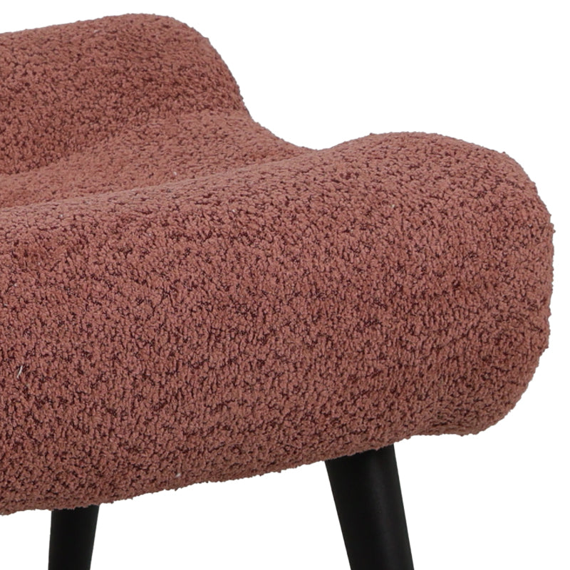 Silla stool - footstool boucle fabric in dusty pink color 68x58x40cm
