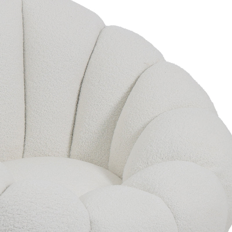Nester pakoworld swivel armchair boucle fabric in white color 98x97x69cm