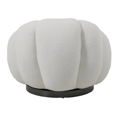 Nester pakoworld swivel armchair boucle fabric in white color 98x97x69cm