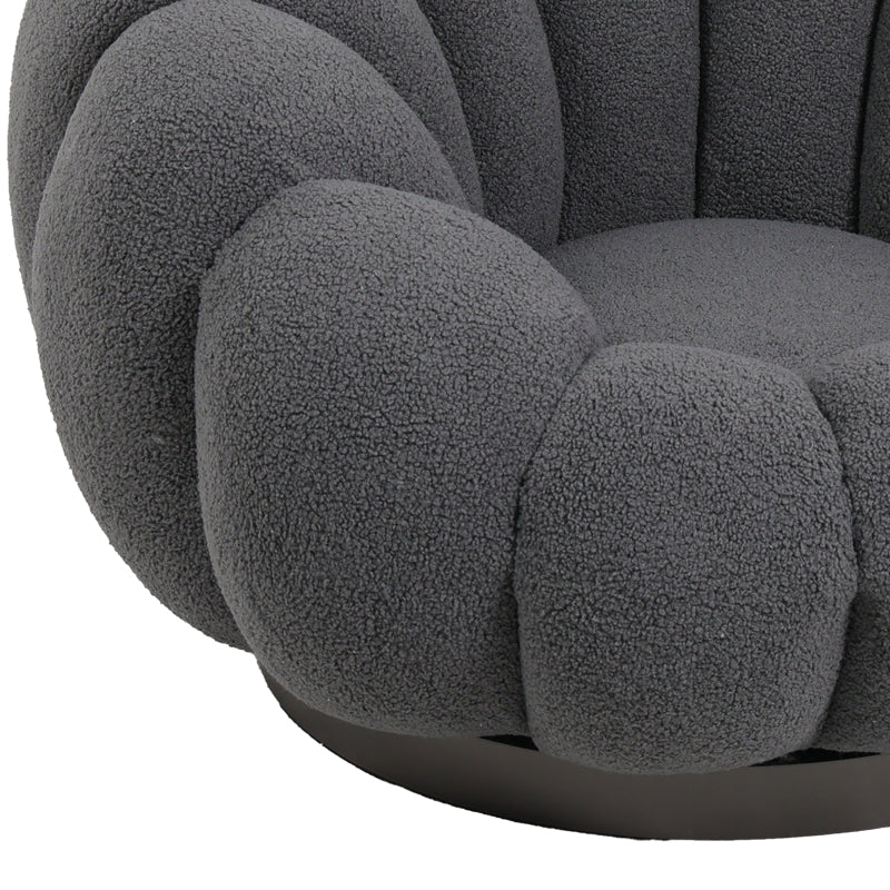 Nester swivel armchair boucle fabric in dark grey color 98x97x69cm