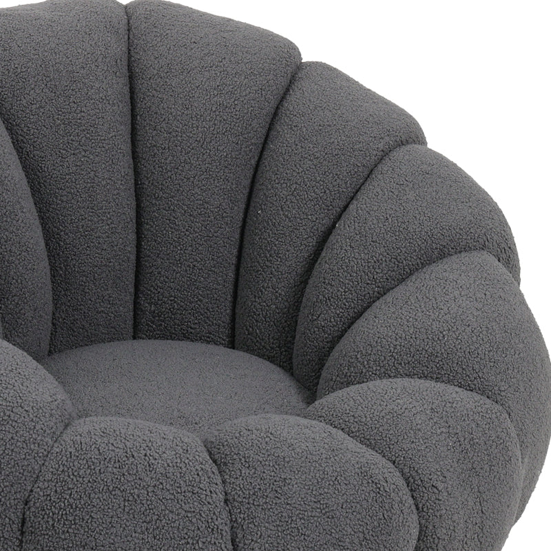 Nester swivel armchair boucle fabric in dark grey color 98x97x69cm