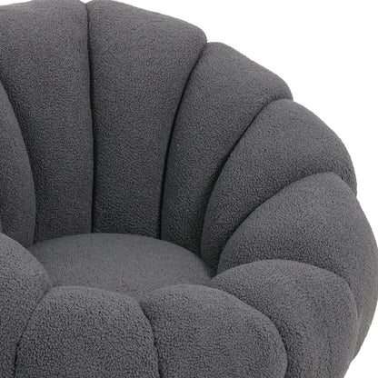 Nester swivel armchair boucle fabric in dark grey color 98x97x69cm