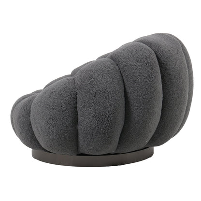 Nester swivel armchair boucle fabric in dark grey color 98x97x69cm