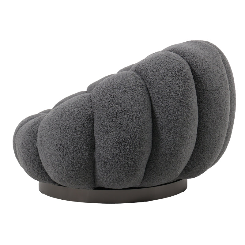 Nester swivel armchair boucle fabric in dark grey color 98x97x69cm