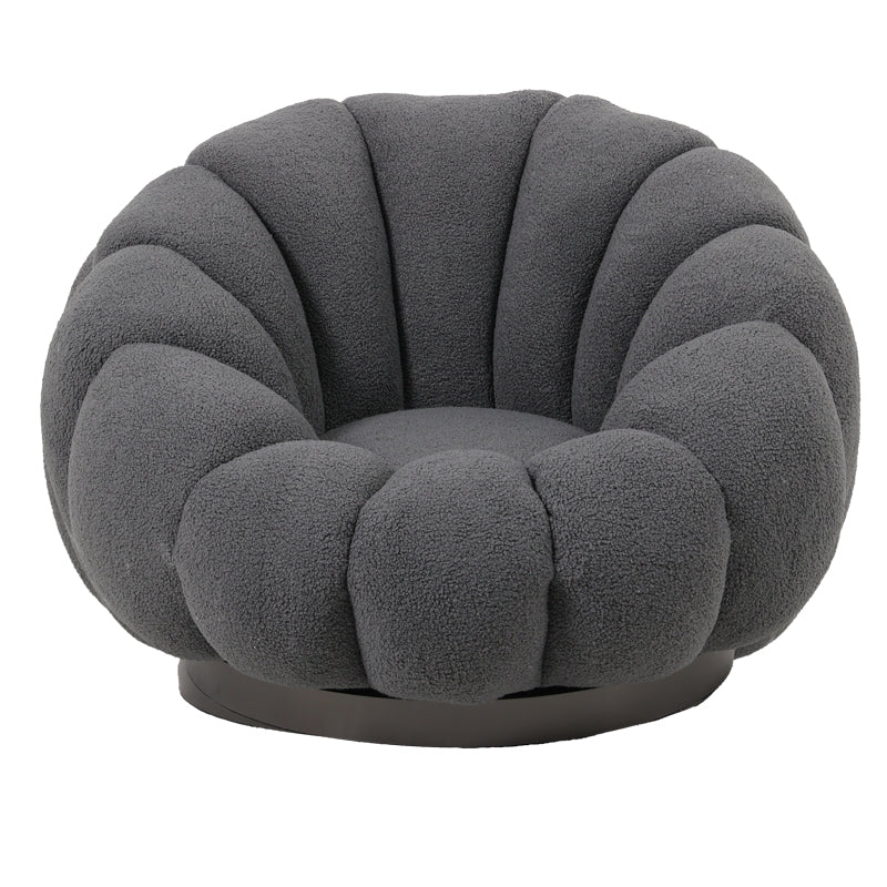 Nester swivel armchair boucle fabric in dark grey color 98x97x69cm