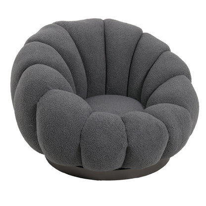 Nester swivel armchair boucle fabric in dark grey color 98x97x69cm