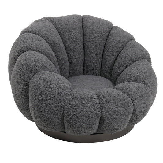 Nester swivel armchair boucle fabric in dark grey color 98x97x69cm