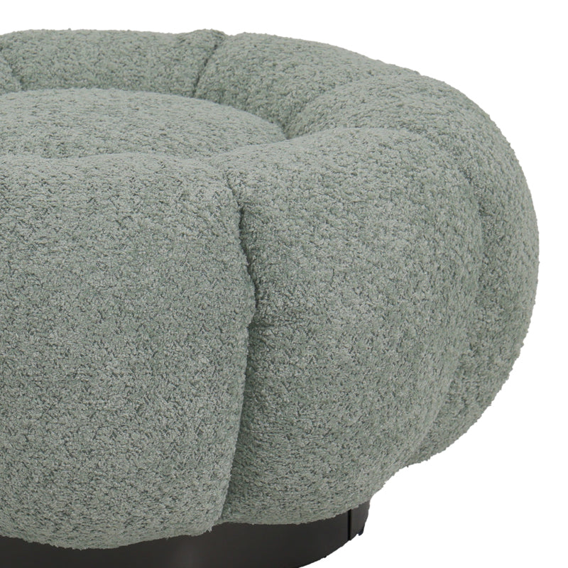 Nester stool boucle fabric in light green color D60x31cm