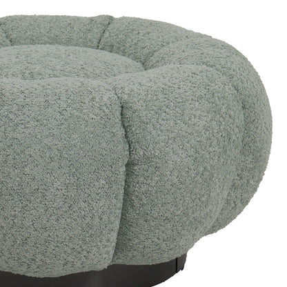 Nester stool boucle fabric in light green color D60x31cm