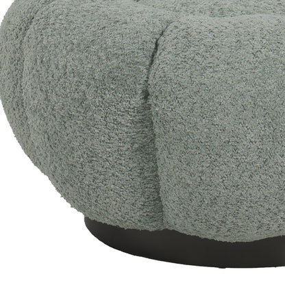 Nester stool boucle fabric in light green color D60x31cm