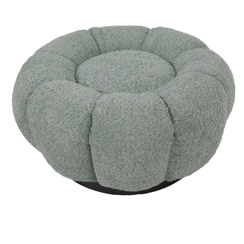 Nester stool boucle fabric in light green color D60x31cm