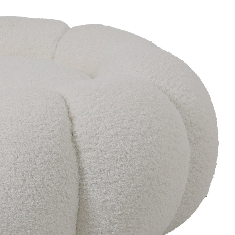 Nester stool boucle fabric in white color D60x31cm