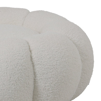 Nester stool boucle fabric in white color D60x31cm