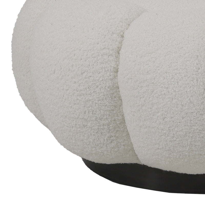 Nester stool boucle fabric in white color D60x31cm