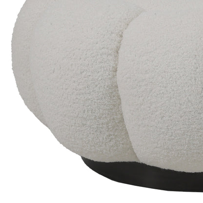 Nester stool boucle fabric in white color D60x31cm
