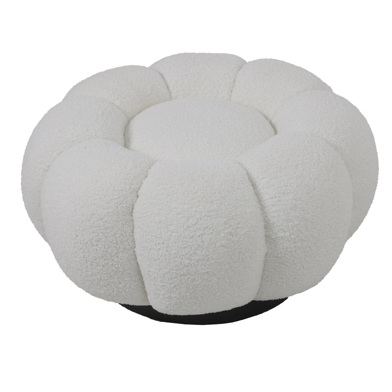 Nester stool boucle fabric in white color D60x31cm