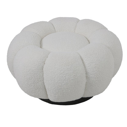 Nester stool boucle fabric in white color D60x31cm