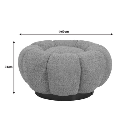 Nester stool boucle fabric in white color D60x31cm