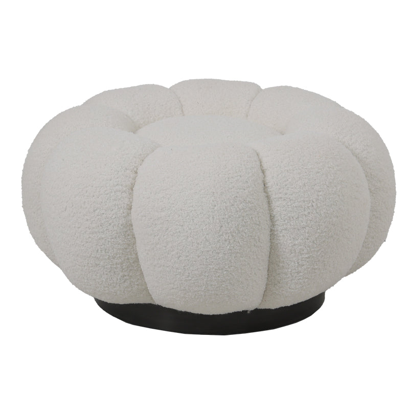 Nester stool boucle fabric in white color D60x31cm