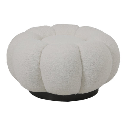 Nester stool boucle fabric in white color D60x31cm
