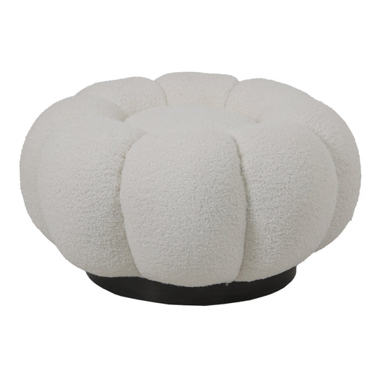Nester stool boucle fabric in white color D60x31cm