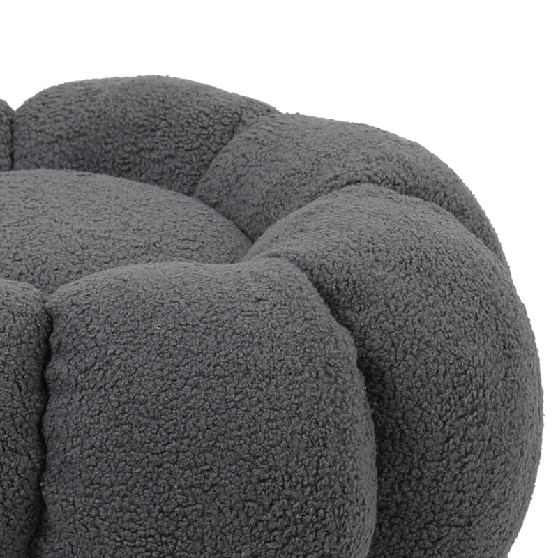 Nester stool boucle fabric in grey color D60x31cm