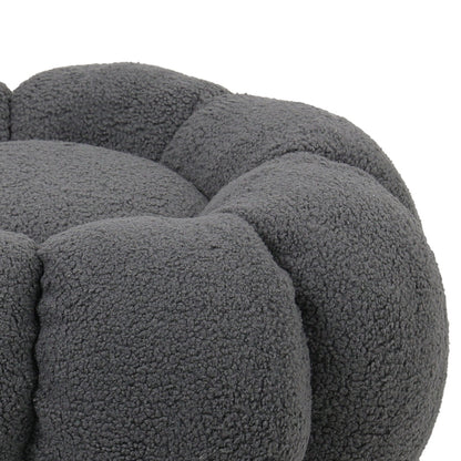 Nester stool boucle fabric in grey color D60x31cm