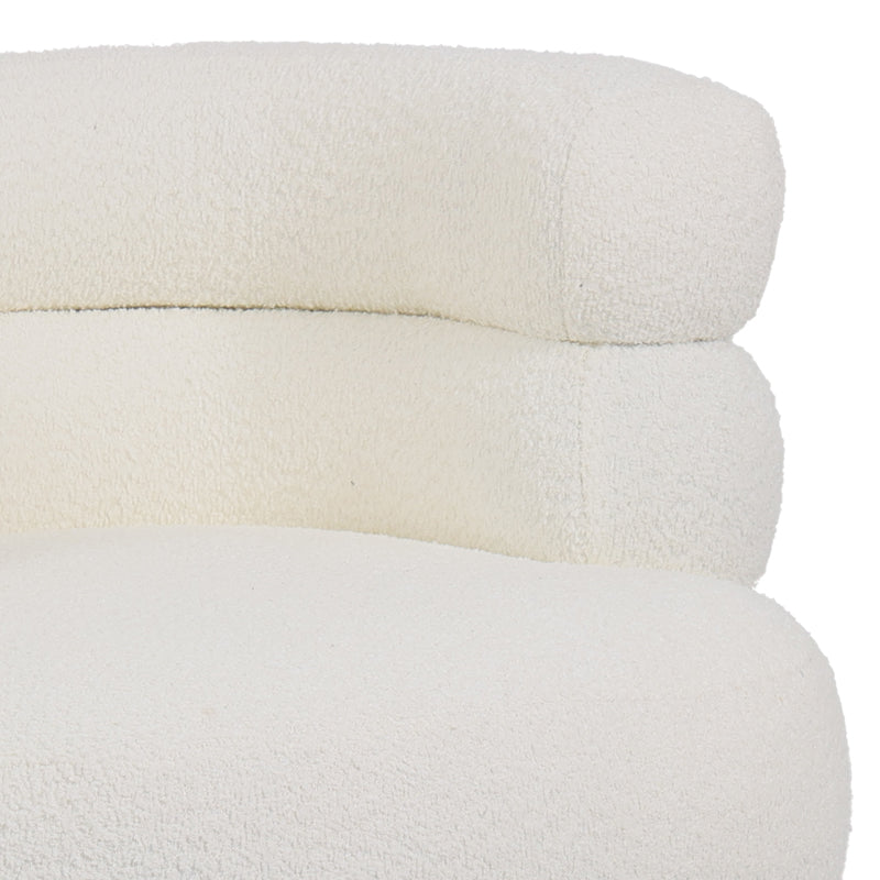 Foleja armchair boucle fabric in white color with black metal legs 76x75x72cm