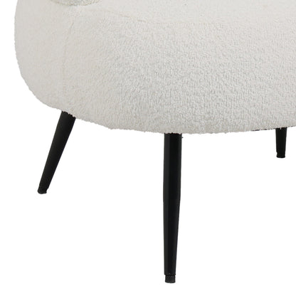 Foleja armchair boucle fabric in white color with black metal legs 76x75x72cm