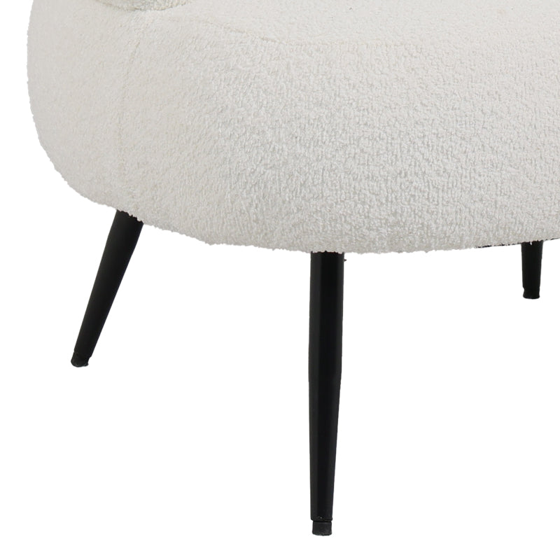 Foleja armchair boucle fabric in white color with black metal legs 76x75x72cm
