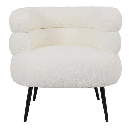 Foleja armchair boucle fabric in white color with black metal legs 76x75x72cm