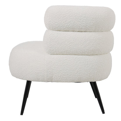 Foleja armchair boucle fabric in white color with black metal legs 76x75x72cm