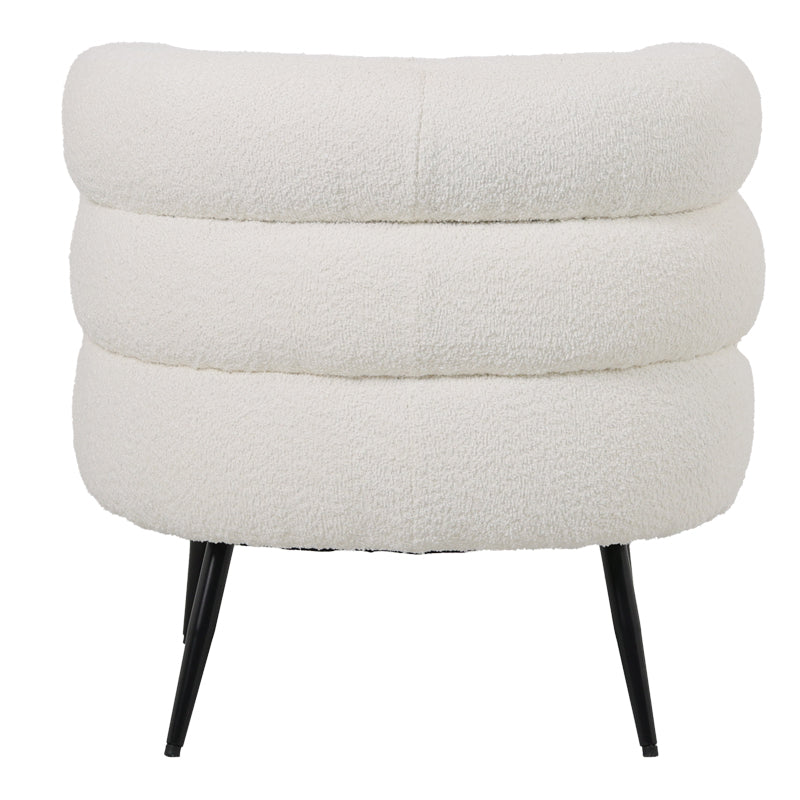 Foleja armchair boucle fabric in white color with black metal legs 76x75x72cm